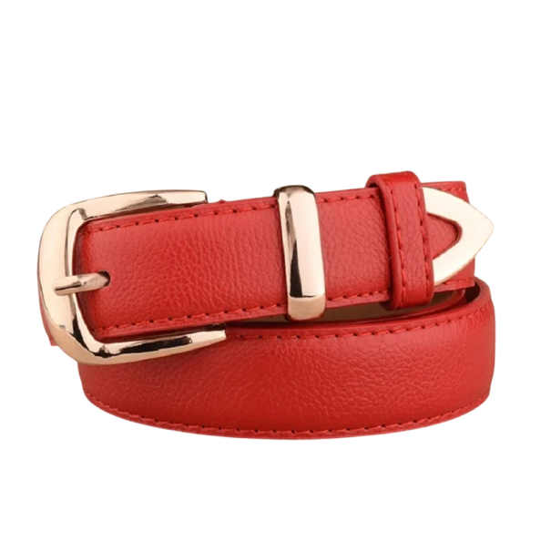 Cureaua de dama din piele PU latime 2,8 cm Cureaua eleganta cu catarama metalica Accesoriu elegant pentru rochii, pantaloni si tunici Moda femeilor moderna roșu 95 cm