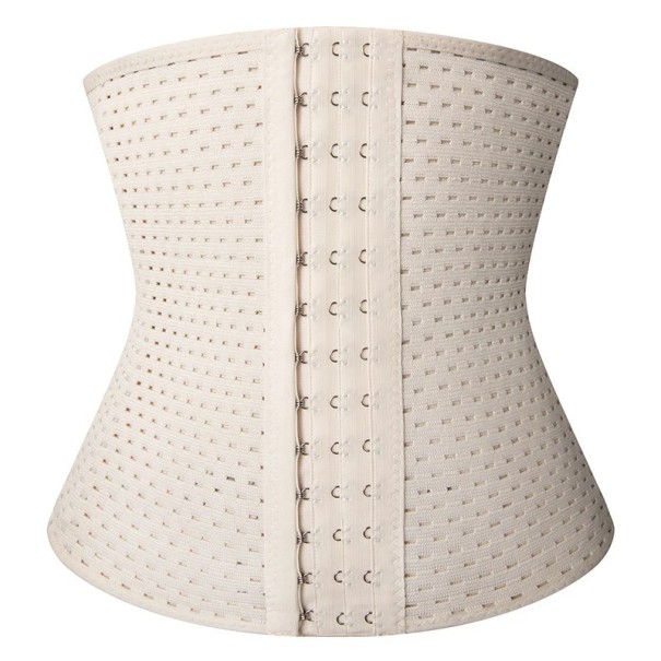 Cureaua de slabit pentru modelarea corpului Corset de compresie de fitness pentru barbati Centura de sustinere pentru pierderea in greutate cu inchidere cu carlig Postura de sprijin lombar bej L