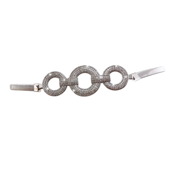 Cureaua elastica de moda 76cm Cureaua de dama stralucitoare cu pietre pretioase Accesoriu elegant pentru talie pentru rochii, tunici, fuste Moda sociala argint