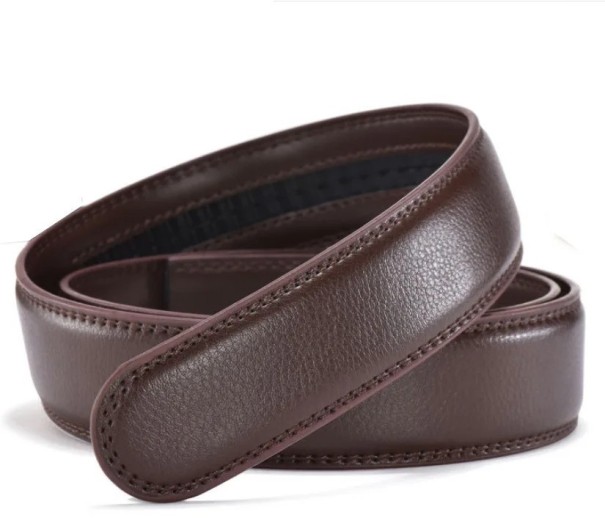 Cureaua fara catarama 3,5 cm pentru catarama automata Centura barbati din piele PU Cureaua eleganta neteda Curea cu lungime reglabila fara gauri maro 125 cm