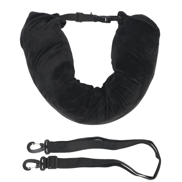 Cuscino da viaggio gonfiabile a forma di U 75x18 cm Supporto per la testa con zip Cinghia in nylon con fibbia Cuscino da appendere agli abiti 1