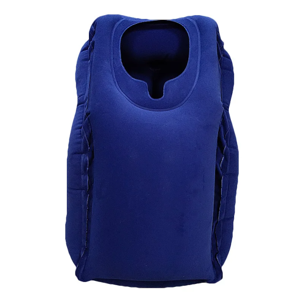 Cuscino da viaggio gonfiabile in PVC 30x35x55 cm Leggero cuscino di supporto per aereo e auto Compatto materassino per dormire in viaggio blu