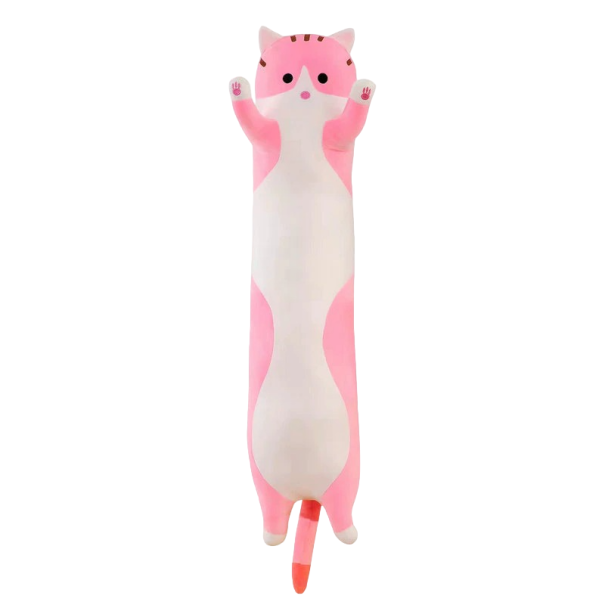 Cuscino di peluche lunga gatta 50 cm rosa