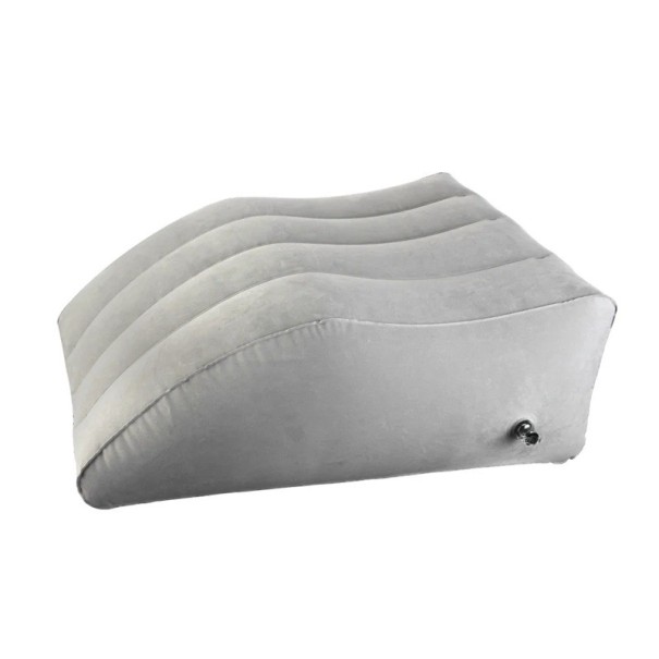 Cuscino gonfiabile a cuneo per gambe e schiena Grigio PVC Cuscino portatile per dormire Viaggi Campeggio Supporto per ginocchia Testa e notebook 1
