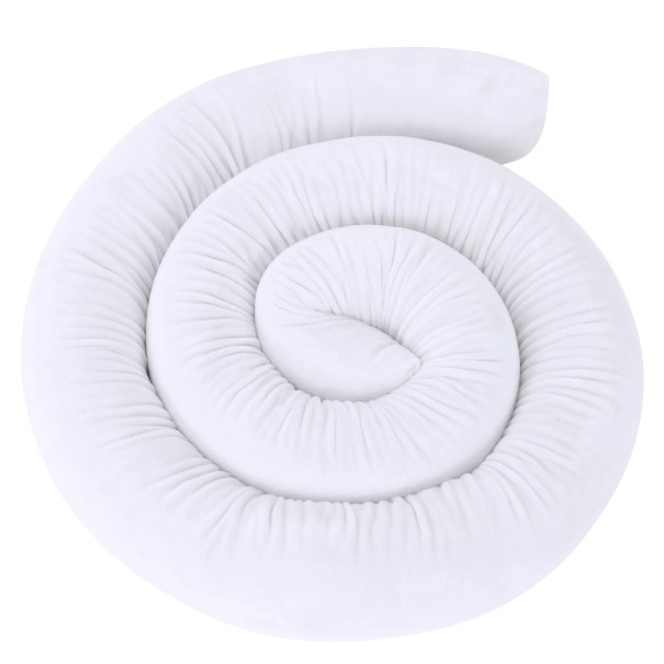 Cuscino lungo da letto 2 m Paracolpi cilindrico attorno alla culla Forma flessibile senza angoli Supporto per sdraiarsi e sedersi Accessorio per la camera dei bambini bianco