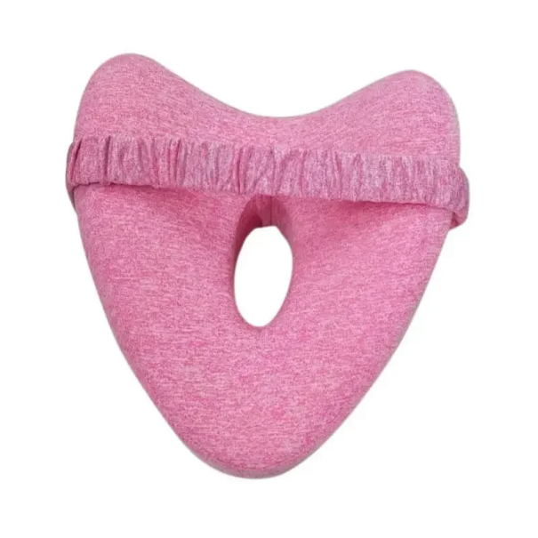 Cuscino ortopedico in cotone per piedi con schiuma memory 23 x 13 x 25 cm Forma a cuore cavo Sonno laterale Sollievo per ginocchia e schiena rosa