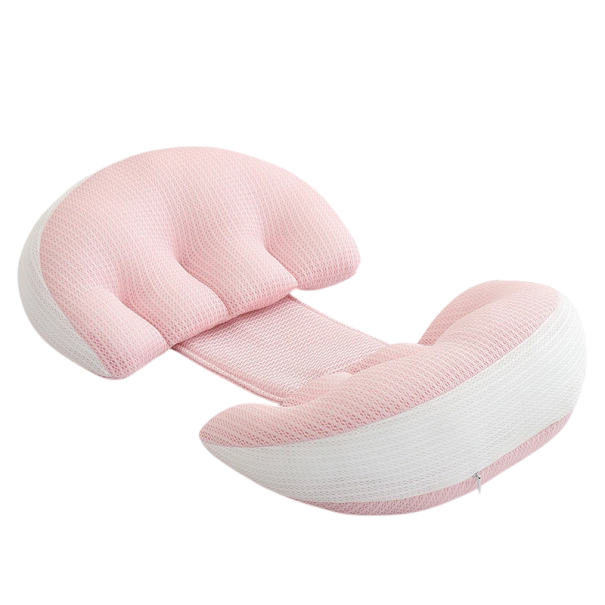 Cuscino per gravidanza per supporto della vita 64-78x36 cm Cuscino ergonomico per donne in gravidanza Cuscino per allattamento Supporto per schiena, gambe e testa Fodera in cotone rimovibile rosa