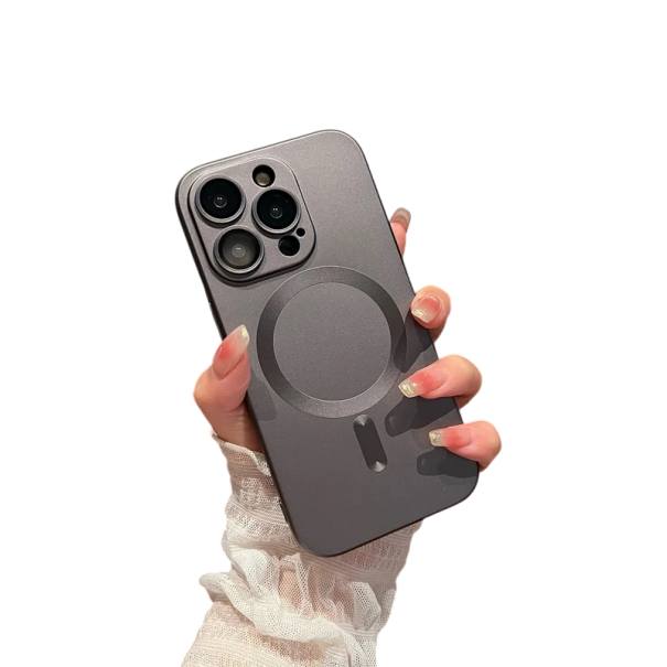 Custodia di ricarica wireless di lusso per iPhone 17 con aggancio magnetico Copertura protettiva con ricarica Design elegante grigio