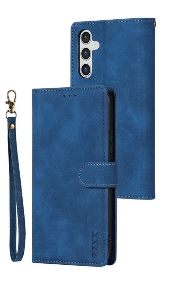 Custodia flip in pelle per Samsung Galaxy S22 Ultra blu