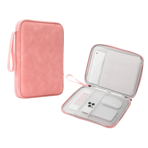Custodia impermeabile per tablet 11,5–12,9 pollici Custodia con zip per iPad Pro Custodia protettiva Design neutro Imbottitura morbida Utilizzo da viaggio rosa