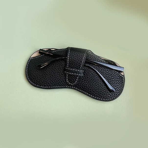 Custodia in pelle per occhiali 17,5 x 8 cm Custodia protettiva colorata con cinturino per occhiali da sole e da vista da viaggio nero