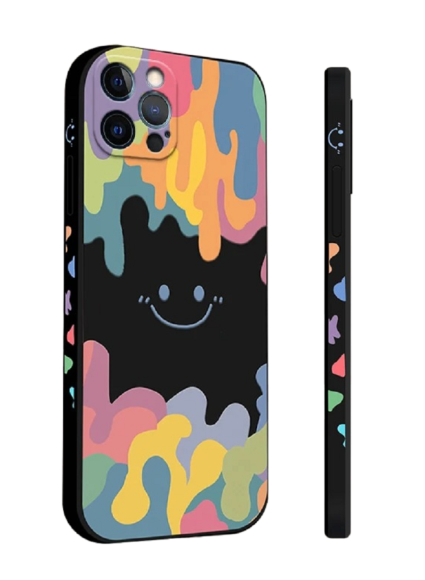Custodia in silicone con smiley per Samsung Galaxy A14, nera 1