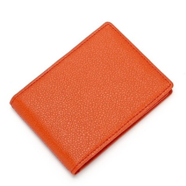 Custodia per documenti e carte con finestre trasparenti Custodia pieghevole in PU pelle con superficie granulosa e bordi cuciti Dimensioni arancione