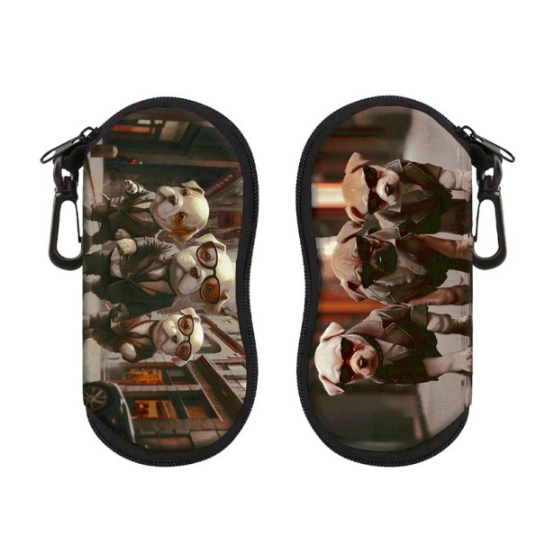 Custodia per occhiali 17,9 x 8,5 cm con motivo di cani mafiosi in stile gangster Occhiali da sole Completi Zip e moschettone 1