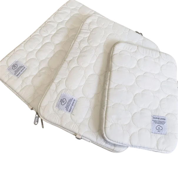 Custodia per tablet 12,9–14 pollici Custodia protettiva per iPad Colori neutri Chiusura imbottita con zip Design elegante Custodia leggera e portatile bianco