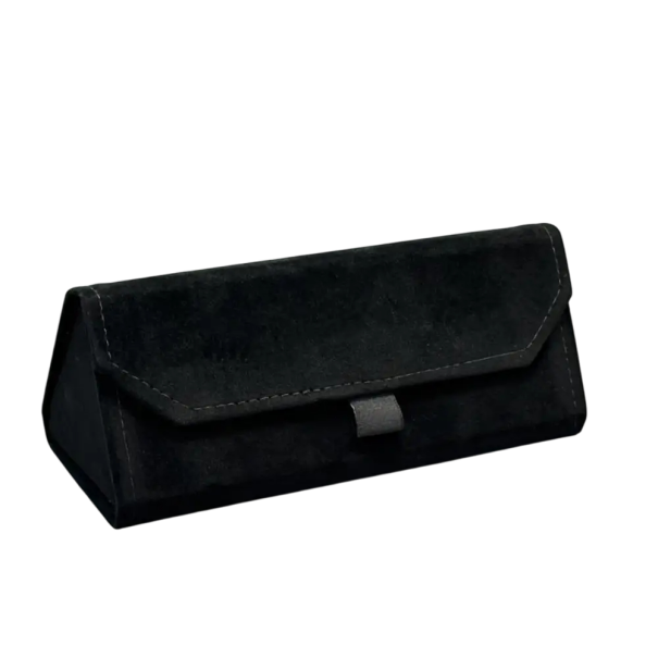 Custodia pieghevole per occhiali 16 x 6,8 cm Forma triangolare Custodia elegante in velluto per occhiali da lettura e da sole nero