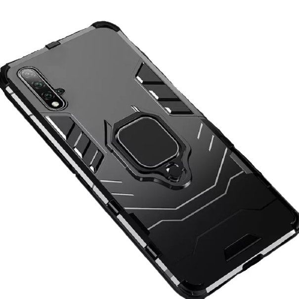 Custodia protettiva per Honor 8X con anello metallico nero