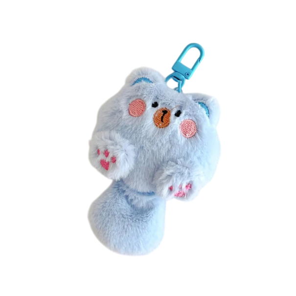 Cute Blue Plush Cat Keyring 10.5 x 7.5 cm Soft Plush Toy with Ears and Tail Keyring Bag Decoration Backpack Gift for Cat Lovers 1