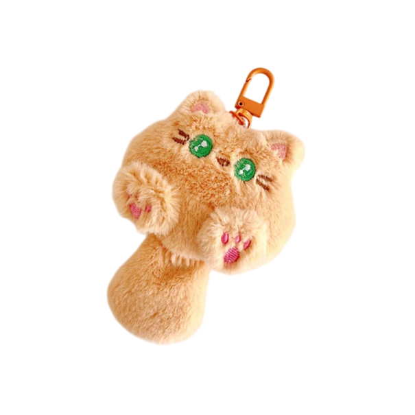 Cute Orange Plush Cat Keyring 10.5 x 7.5 cm Soft Plush Toy with Ears and Tail Keychain Backpack Decoration Gift for Cat Lovers 1