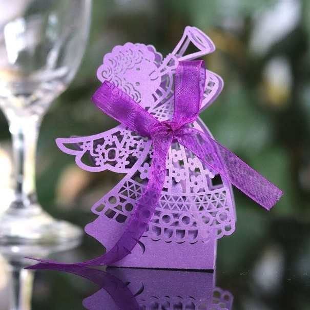 Cutie cadou de Crăciun cu înger 10 buc violet