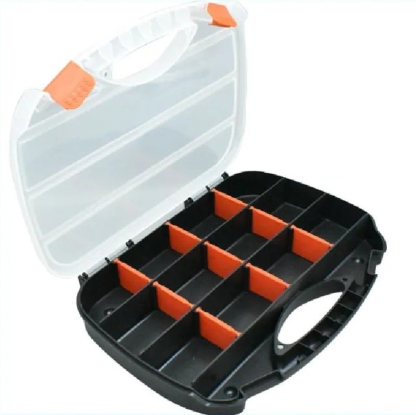 Cutie de depozitare cu șuruburi Organizator din plastic 15 compartimente Husă portabilă pentru elemente de fixare Cutie de scule durabilă Organizator practic 32 x 25 x 6 cm 1