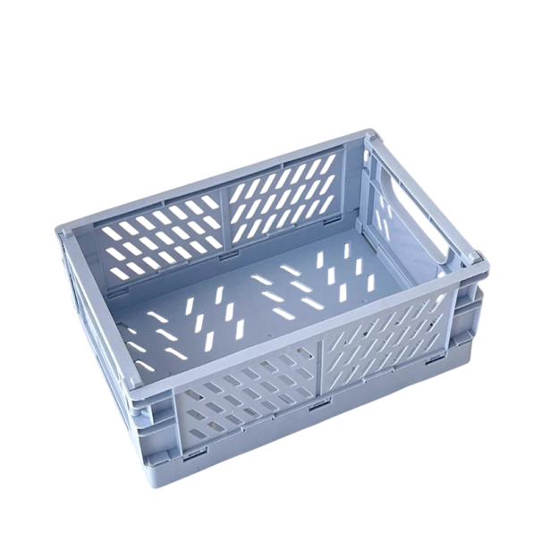 Cutie de depozitare pliabilă din plastic 25,3 x 16,5 x 10 cm Cutie practică de transport cu mânere Organizator rezistent pentru acasă, birou și călătorii albastru