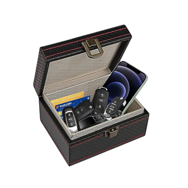 Cutie pentru blocarea semnalului cheilor auto 17 x 12,3 x 9,5 cm, culoare neagră, viscoză pentru protecție împotriva furtului semnalului 1