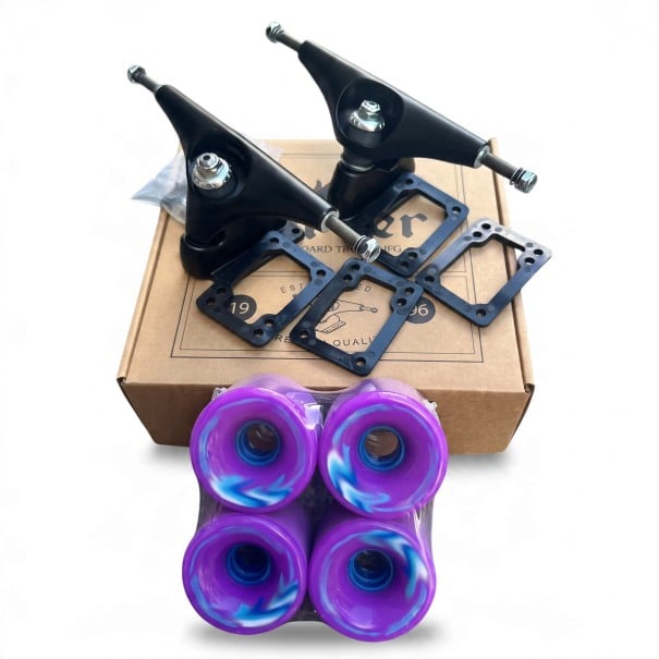 CX4 skateboard alvázok 6,25 hüvelyk Kerekekkel és csapágyakkal Szerelékekkel és csavarokkal Fekete alvázak Skateboard építéséhez lila