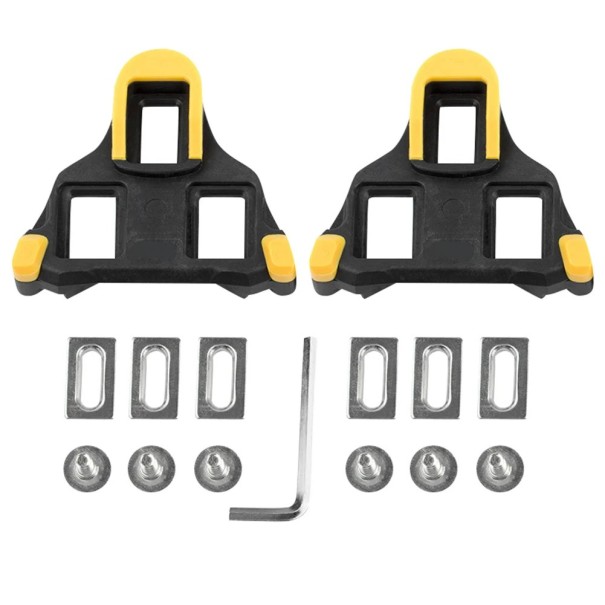Cyclist Pedal Clips Set with Yellow Elements, 2 pcs, Including Mounting Tools and Accessories 1