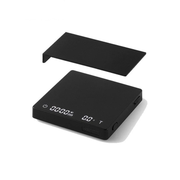 Cyfrowa waga kuchenna do kawy 0,3–2 kg 124 × 124 × 22 mm 325 g z timerem ładowana przez USB-C precyzyjna waga baristyczna do espresso czarny
