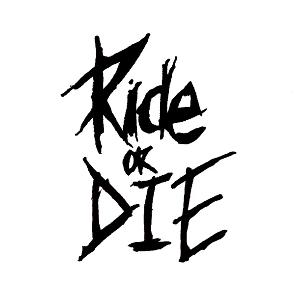 Cykelstelklistermærke 5,6 x 8 cm Ride or Die-design Motorcykeldekoration Holdbart cykelklistermærke Gadestil Cykeltuning sort