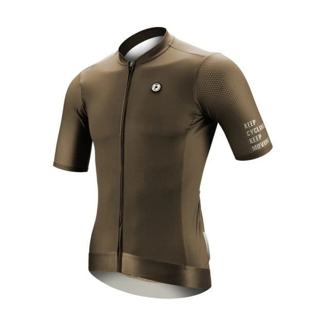 Cyklistické športové tričko s krátkym rukávom na zips unisex vhodné pre cyklistiku, šport a vonkajšie aktivity svetlo hnedá XS