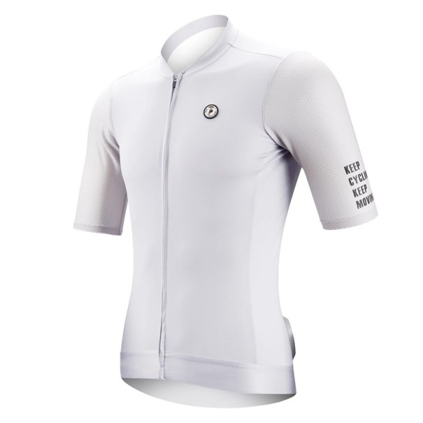 Cyklistické sportovní triko s krátkým rukávem na zip unisex vhodné pro cyklistiku, sport a venkovní aktivity bílá XL