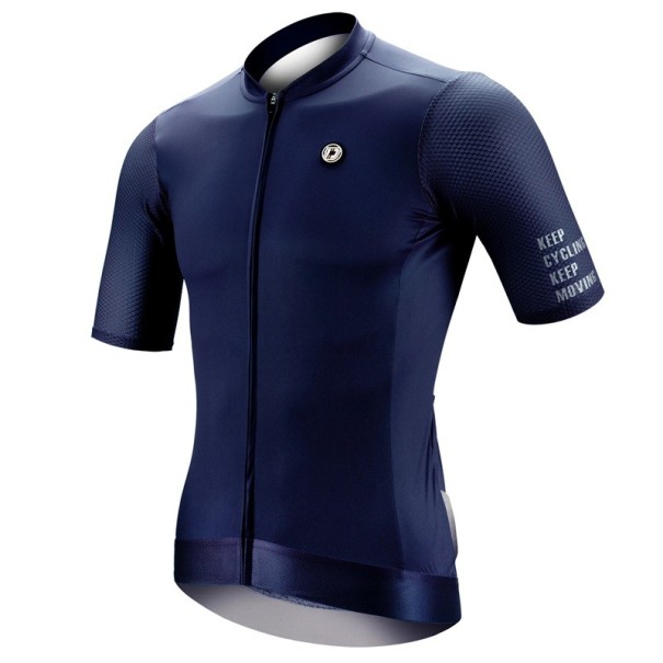 Cyklistické sportovní triko s krátkým rukávem na zip unisex vhodné pro cyklistiku, sport a venkovní aktivity tmavě modrá XXS