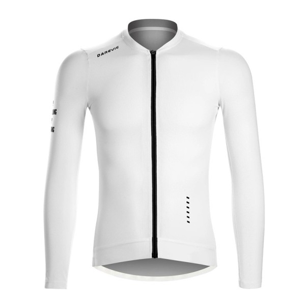 Cyklistický sportovní dres s dlouhým rukávem na zip se 3 zadními kapsami pro cyklistiku, sport a venkovní aktivity unisex bílá XS