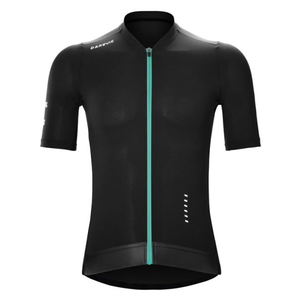 Cyklistický sportovní dres s krátkým rukávem na zip se 3 zadními kapsami pro cyklistiku, sport a venkovní aktivity unisex černá XXS