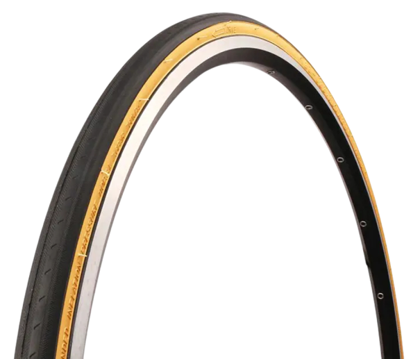 Cyklistisk dæk til cykel 622 x 23 mm racerdæk sort dæk med farvede kanter hurtig og let kørsel gul