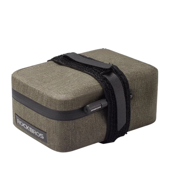 Cyklistisk väska 10,5 x 8 x 5 cm Polyester + TPU Under sadeln på cykeln Kompakt vattentålig verktygsväska khaki