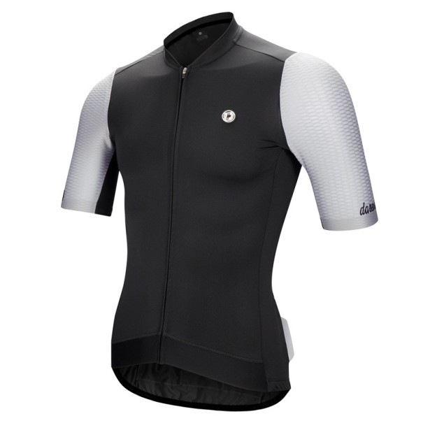 Cyklistyczny dres z krótkim rękawem na zamek, do jazdy na rowerze, sportu i aktywności rekreacyjnych unisex czarny XS