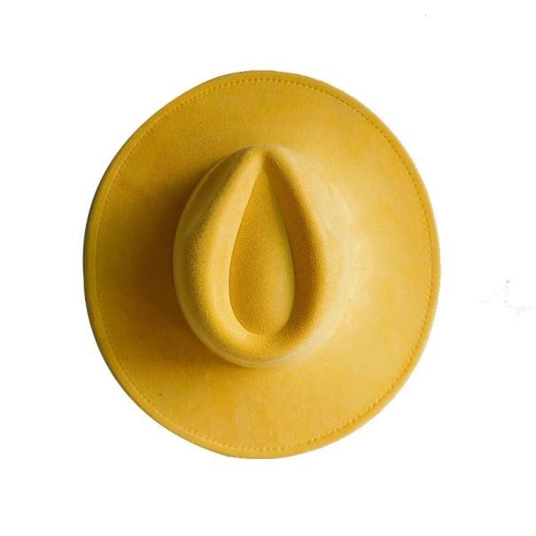 Cylindre en velours 55–58 cm Large bord 9,5 cm Chapeau rétro élégant polyester coton Costume de soirée cylindre carnaval style historique jaune