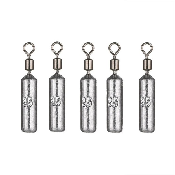 Cylindrical Lead Fishing Weights with Swivel 5 pcs 3.5 g Fishing Sinkers Stable Sinking Long Casting Weights for Big Fish 1
