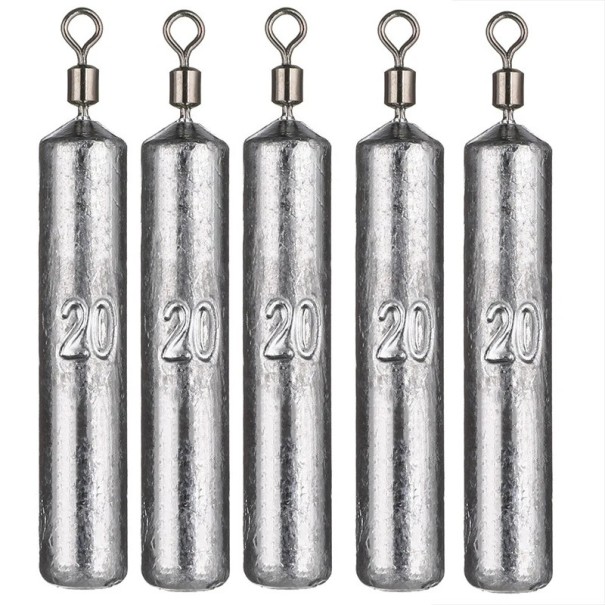 Cylindrical Lead Weights with Swivel 5 pcs 20 g Fishing Weights Stable Sinking Long Casting Weights for Catching Large Fish 1