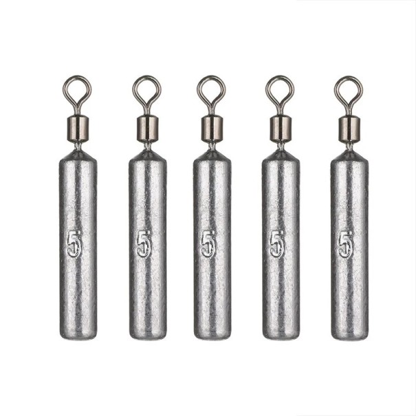 Cylindrical Lead Weights with Swivel 5 pcs 5 g Fishing Weights Stable Sinking Long Casting Weights for Catching Large Fish 1