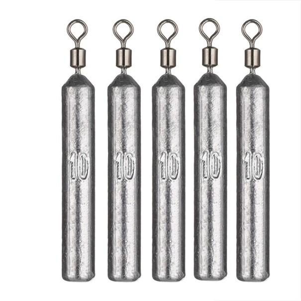 Cylindriske blylodder med drejeled, 5 stk. 10 g, stabilt dykkerlod til lange kaster, til fiskeri efter store fisk 1
