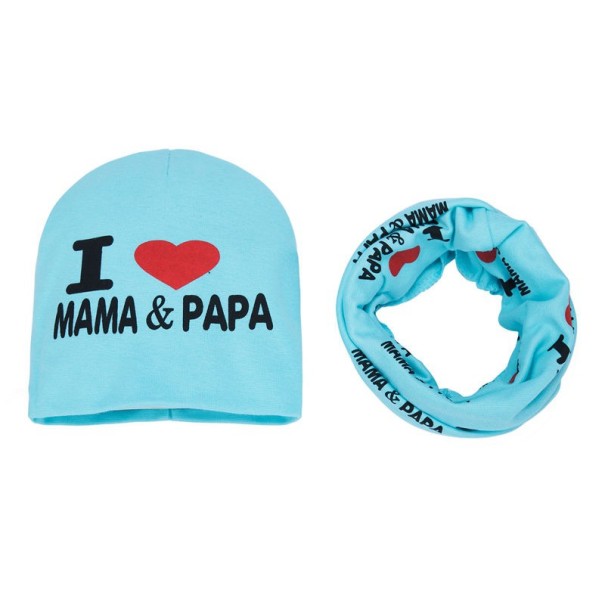 Czapka dziecięca z naszyjnikiem Love jasnoniebieski