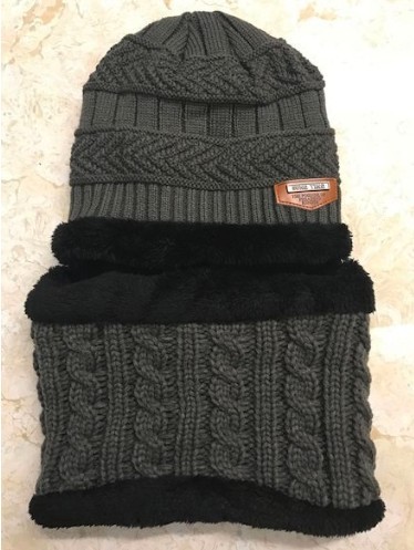 Czapka zimowa dziecięca + apaszka luźny J2870 szary