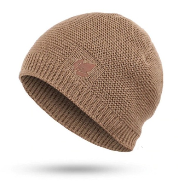 Czapka zimowa męska z liściem J956 khaki