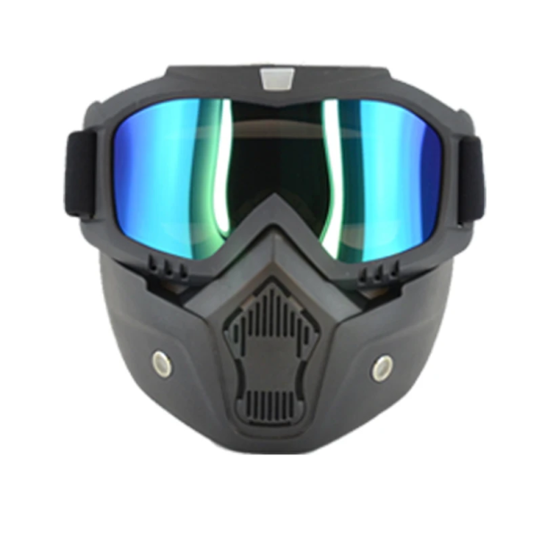Czarna maska motocrossowa z hartowanym szkłem PC Ochronna maska motocyklowa wykonana z materiału TPU Enduro quad cross niebieski