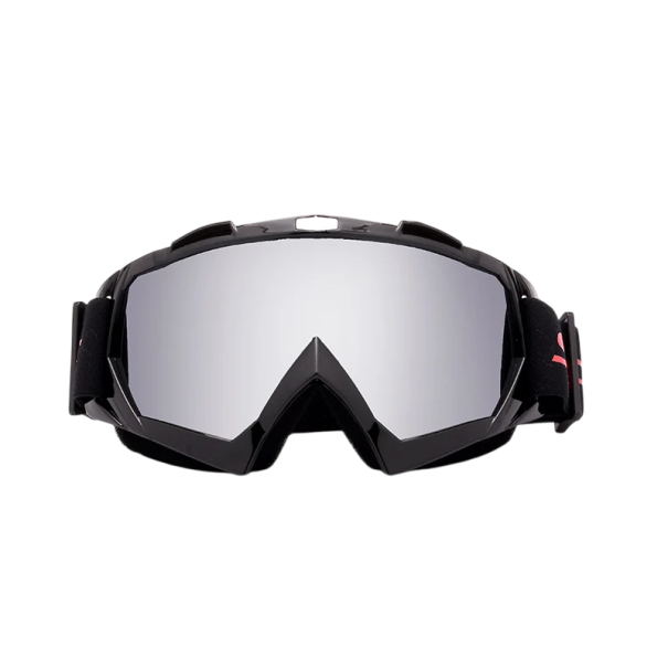 Czarne okulary motocyklowe ze srebrnymi szkłami Stylowe okulary wiatroszczelne Pyłoszczelne okulary motocyklowe Retro akcesoria motocyklowe 1