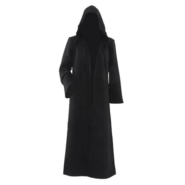 Czarny płaszcz z kapturem Halloweenowy płaszcz dla dorosłych Czarny płaszcz Cosplay kostium czarodzieja M